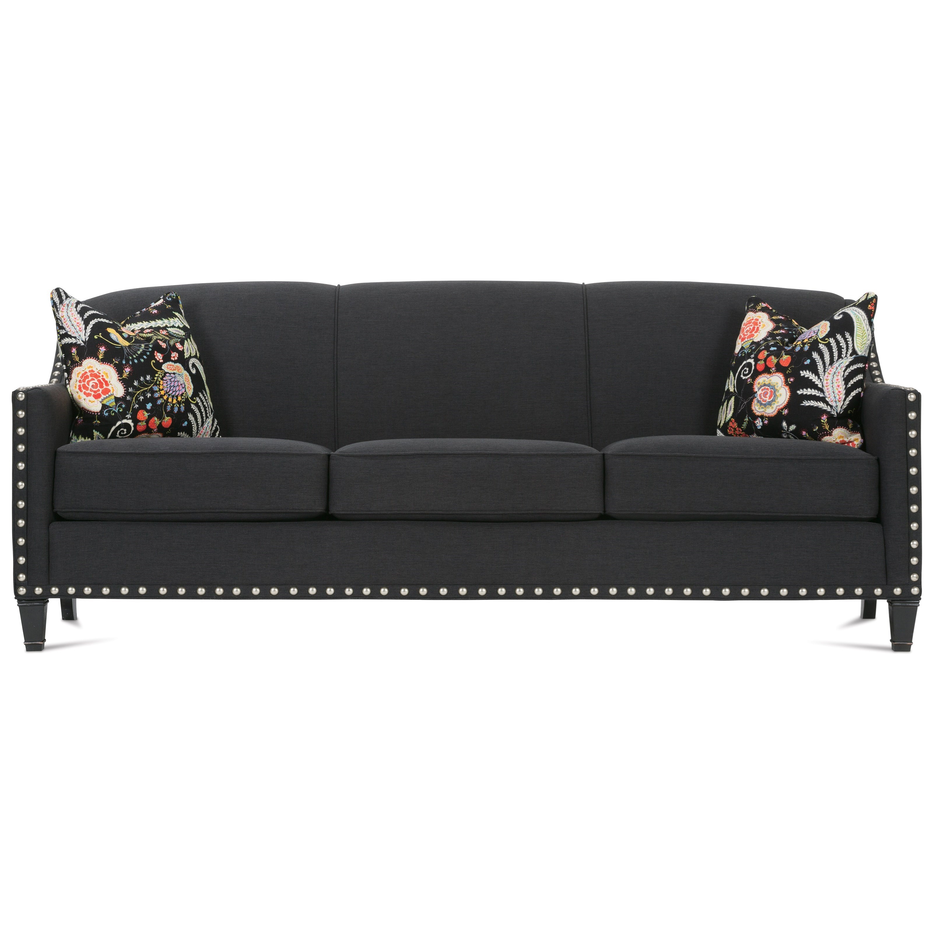 Rowe Rockford Traditional Upholstered Sofa with Nailhead Trim & Exposed